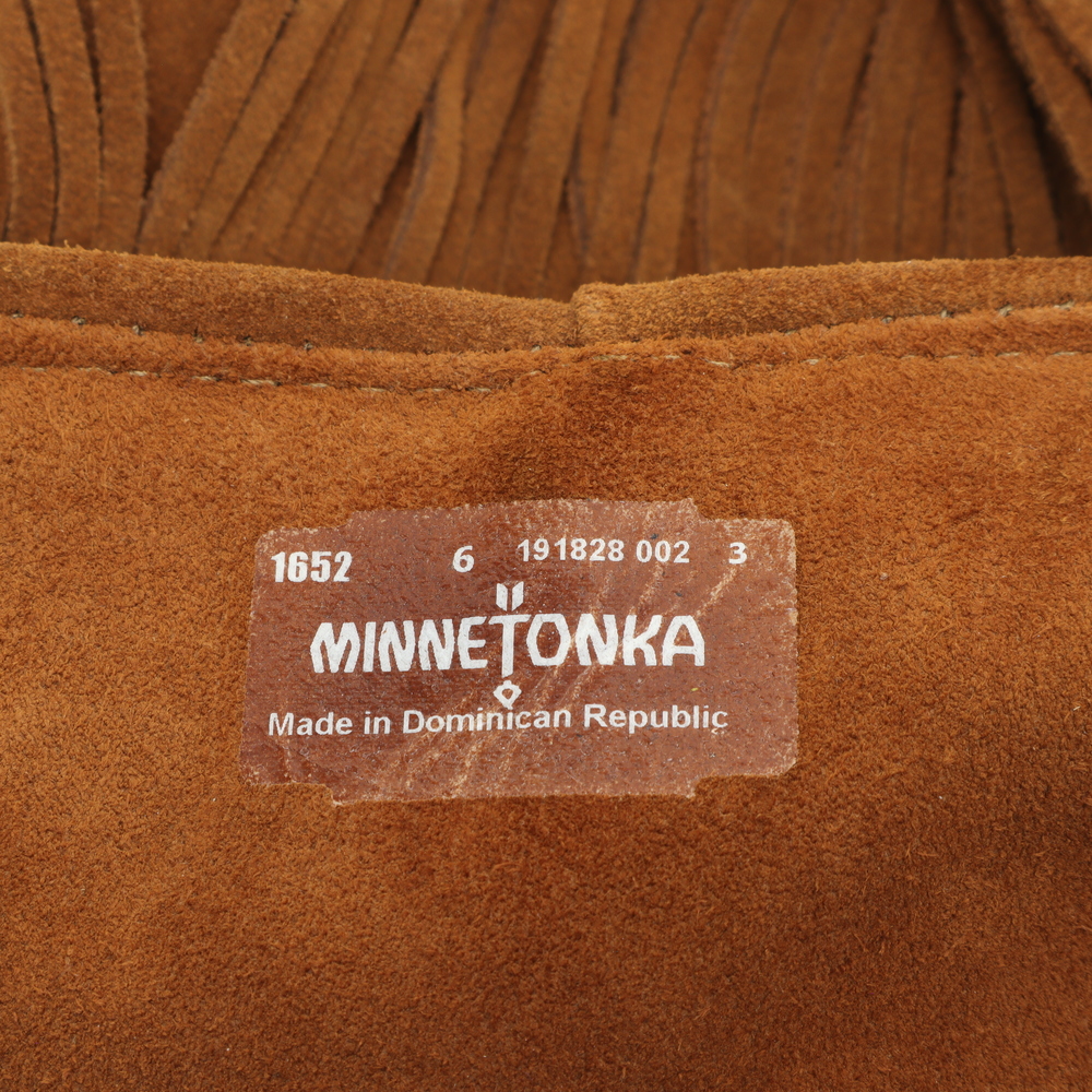 Minnetonka 5 Layer Fringe Suede Leather Moccasins Women 6 Brown - Picture 13 of 15